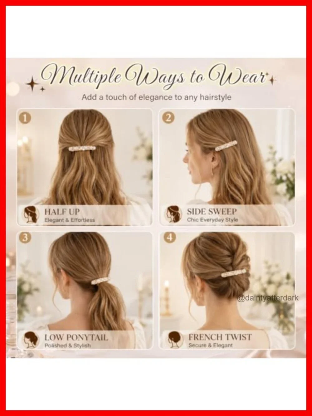 16 Pc Pearl Rhinestone Duckbill Hair Clips Barrettes Styling Tools Accessories
